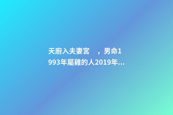 天廚入夫妻宮，男命1993年屬雞的人2019年運程